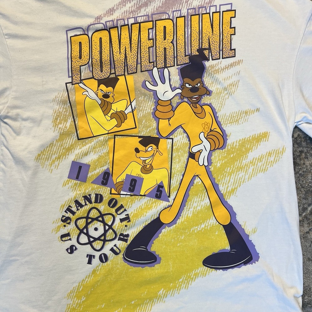 Disney Powerline 1995 Stand Out US Tour Shirt A Goofy Movie Tee Unisex Size XL - Picture 2 of 16